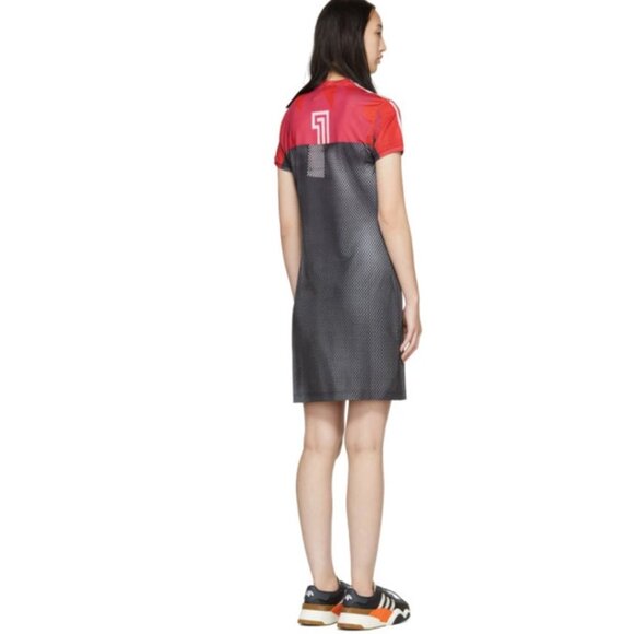ADIDAS X ALEXANDER WANG Red Black Photocopy Pixelated Mini Dress Shirt Dress XS - Picture 4 of 15